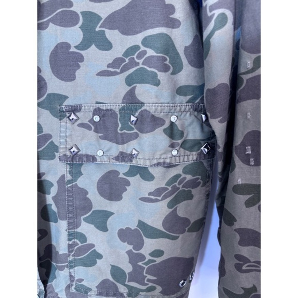Zara Woman Camo Utility Jacket Embroidered Tapestry Back Pom Pom Studded Boho - Picture 5 of 7